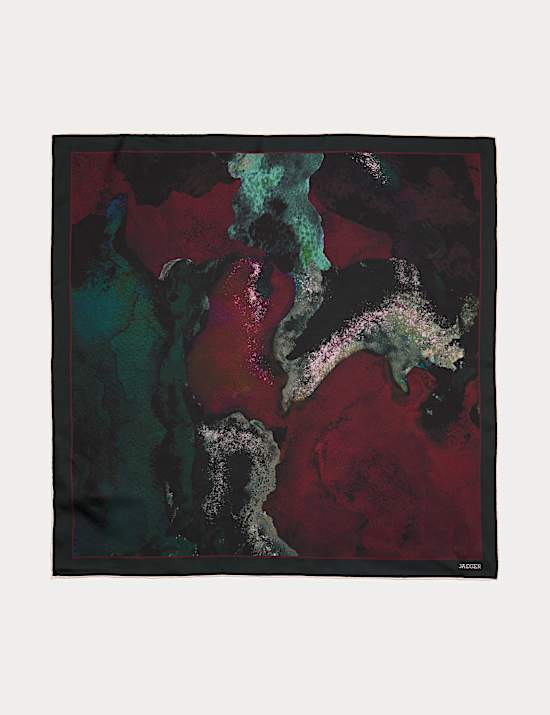 Foulard imprimé 100 % soie roulé à la main