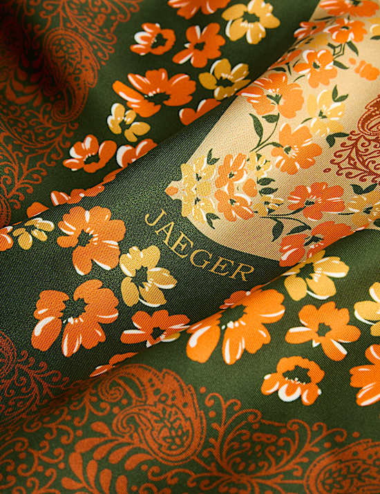 Pure Silk Printed Floral Square Scarf