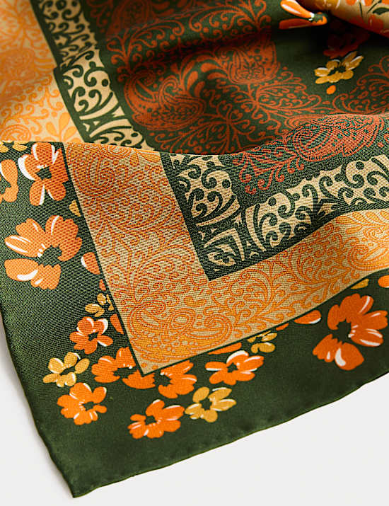 Pure Silk Printed Floral Square Scarf