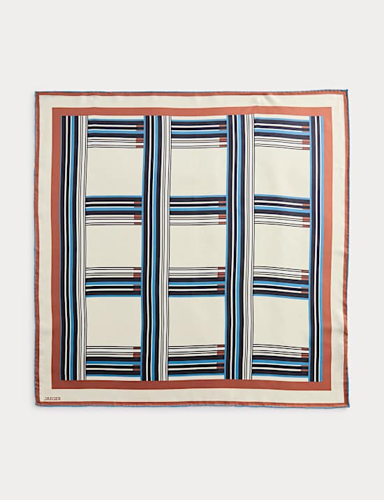 Foulard 100 % soie &agrave; motif g&eacute;om&eacute;trique