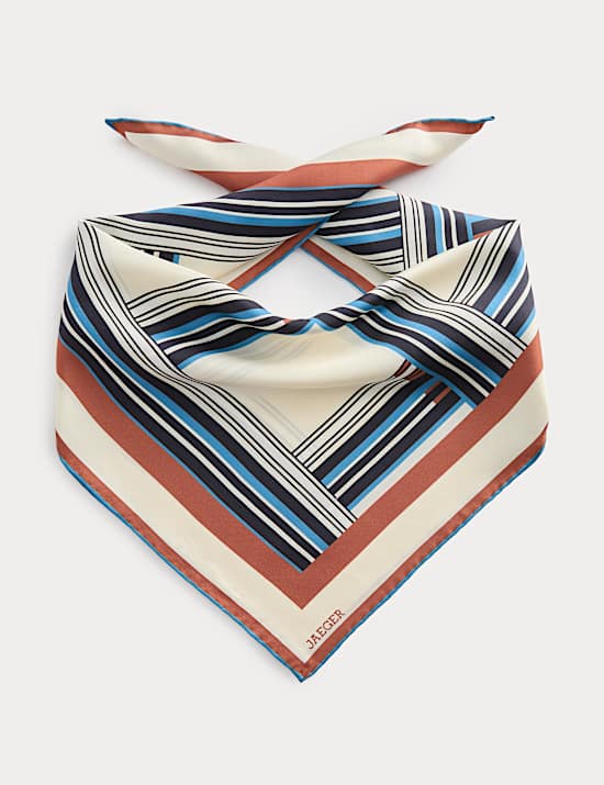 Foulard 100 % soie &agrave; motif g&eacute;om&eacute;trique