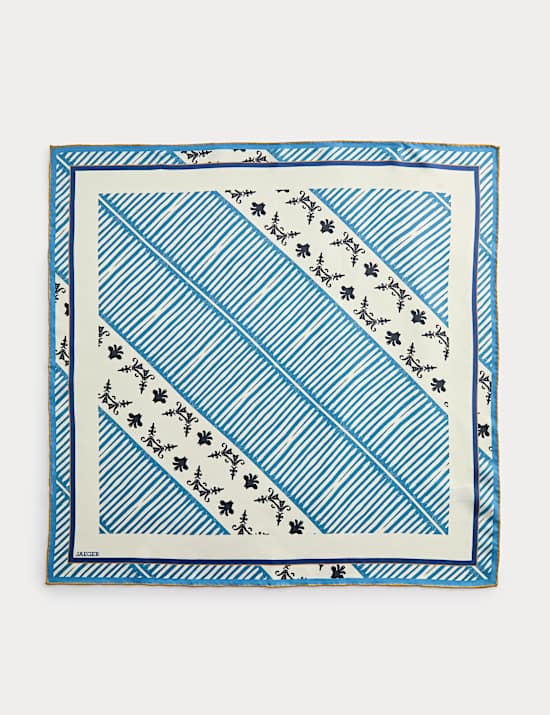 Pure Silk Linear Floral Scarf