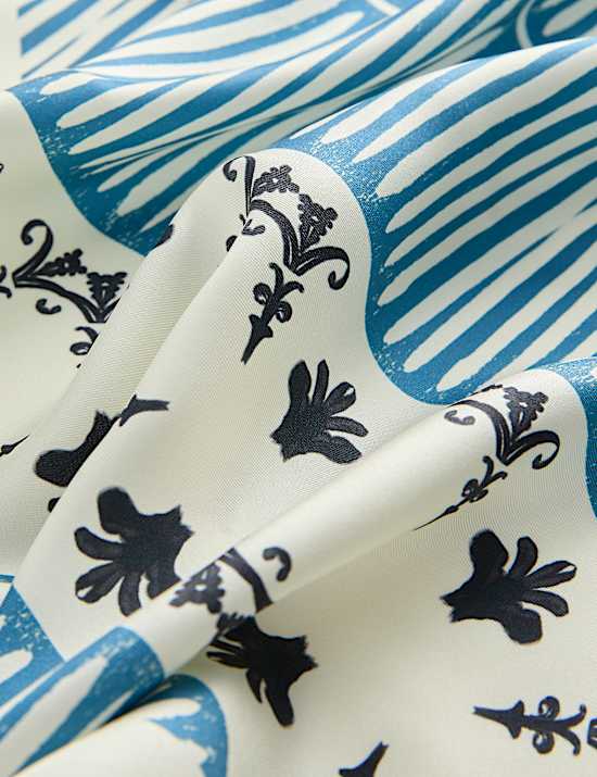 Pure Silk Linear Floral Scarf