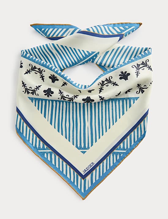 Pure Silk Linear Floral Scarf