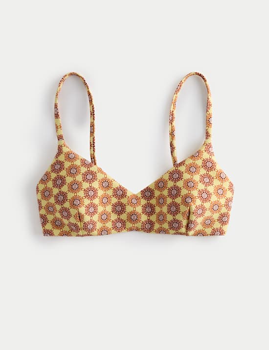 Bikinitop met gevulde cups, V-hals en print