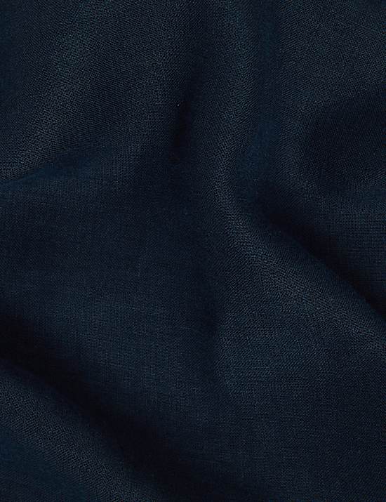 שמלה רב-עונתית באורך הברך מפשתן טהור עם צווארון וי