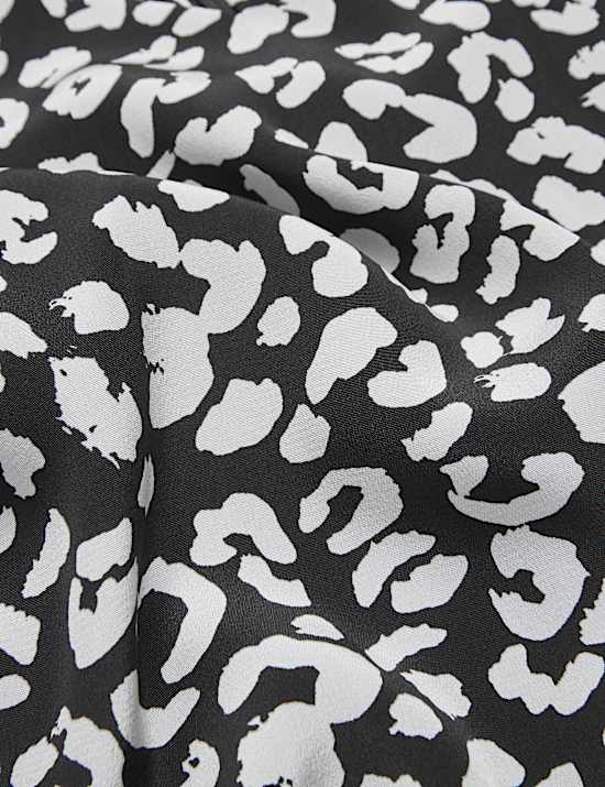 Pure Silk Animal Print V-Neck Shift Dress