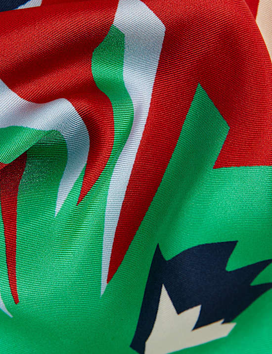 Jupe midi 100&nbsp;% soie &agrave; motif fleuri