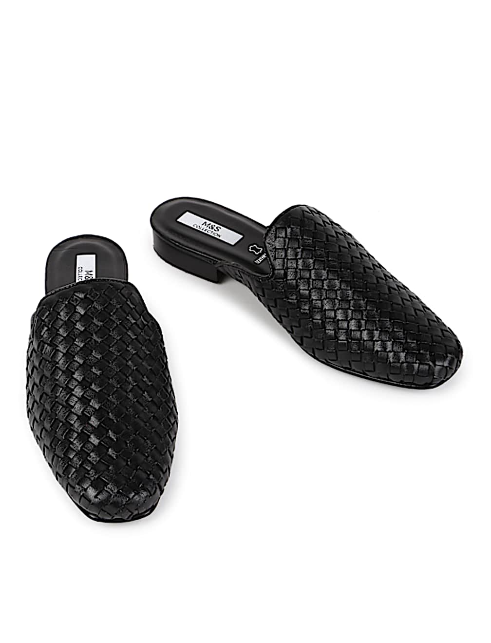 Leather Self Design Standard Fit Mules