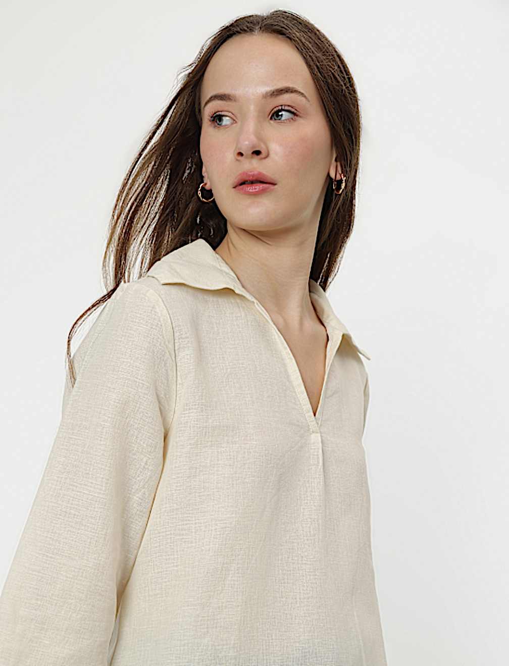 Linen Rich 3/4 Sleeves Top