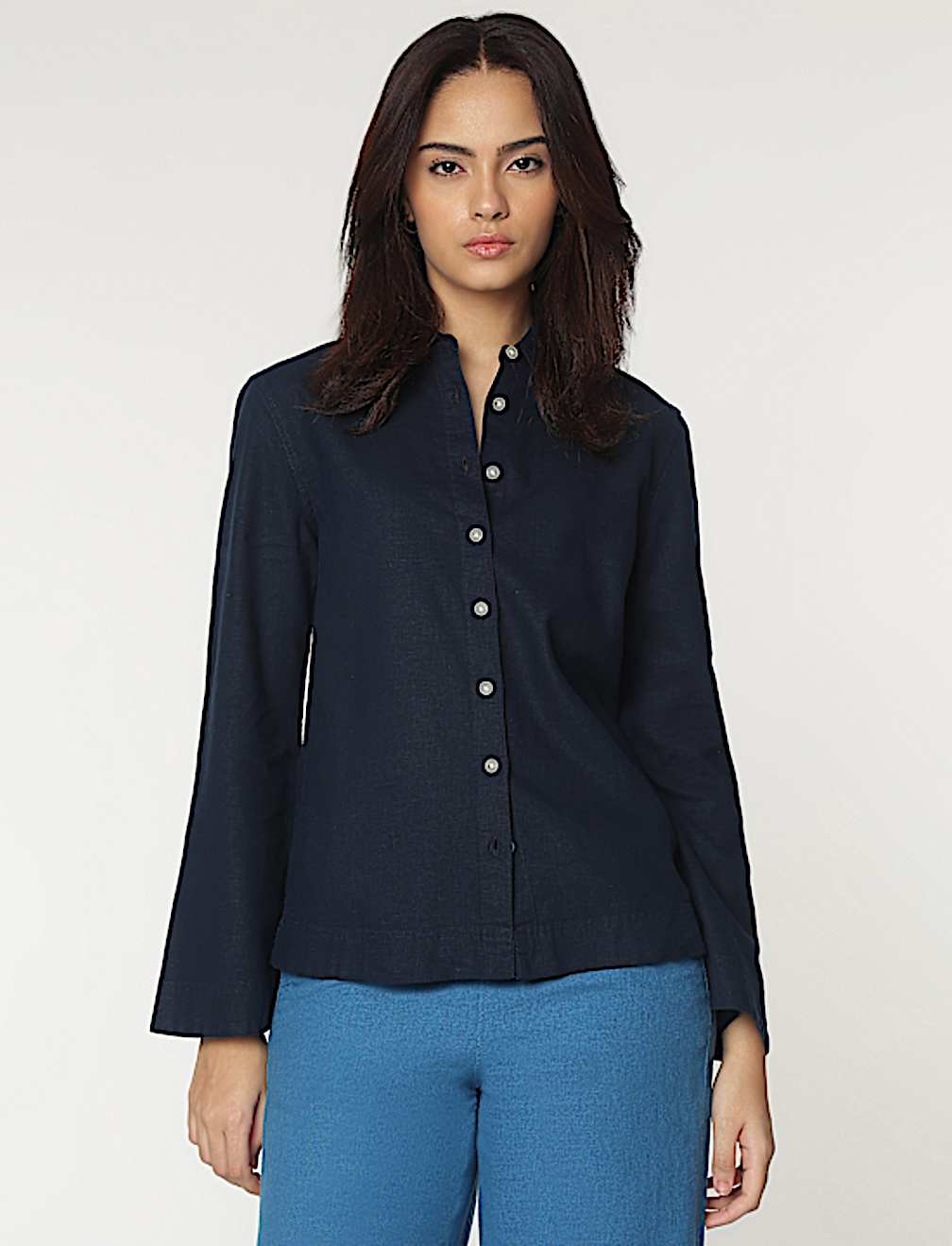 Linen Rich Spread Collar Shirt
