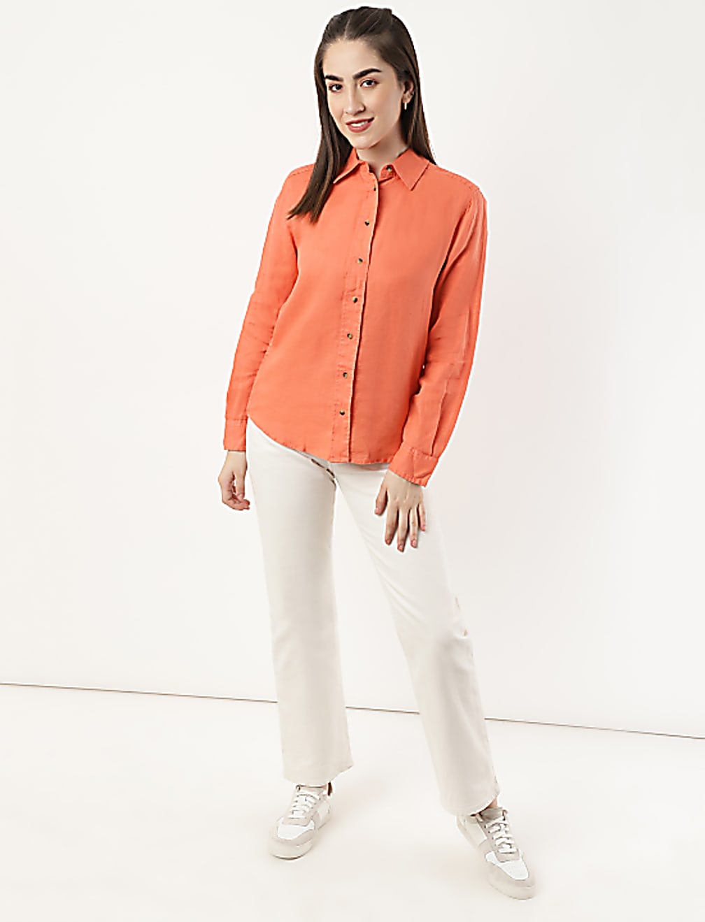 Pure Linen Spread Collar Shirt