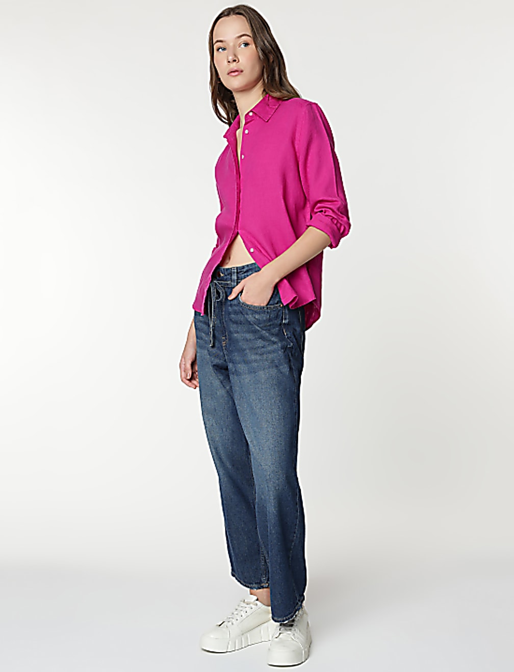 Pure Linen Spread Collar Shirt