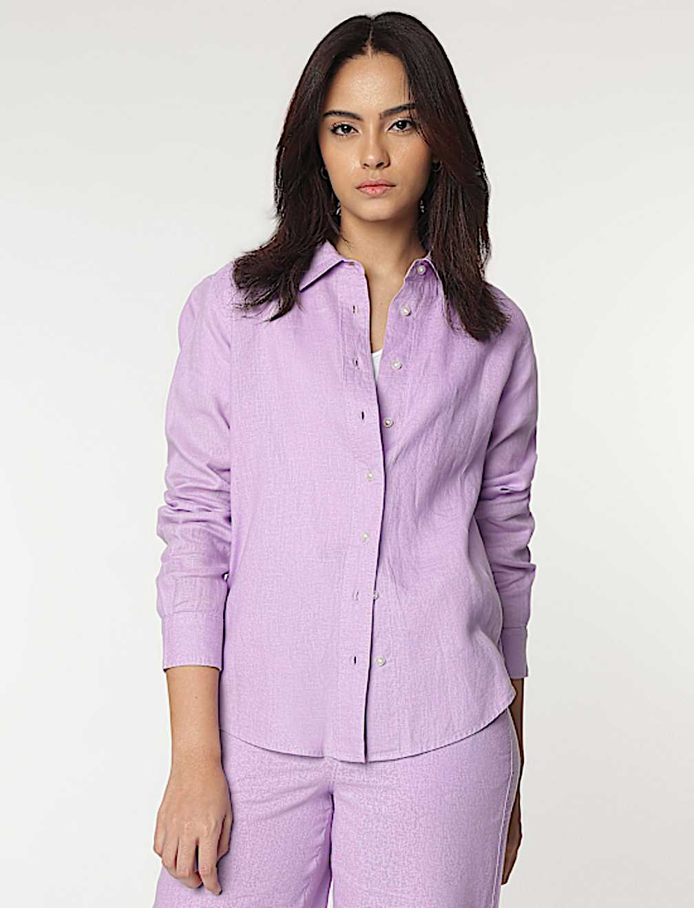 Pure Linen Spread Collar Shirt