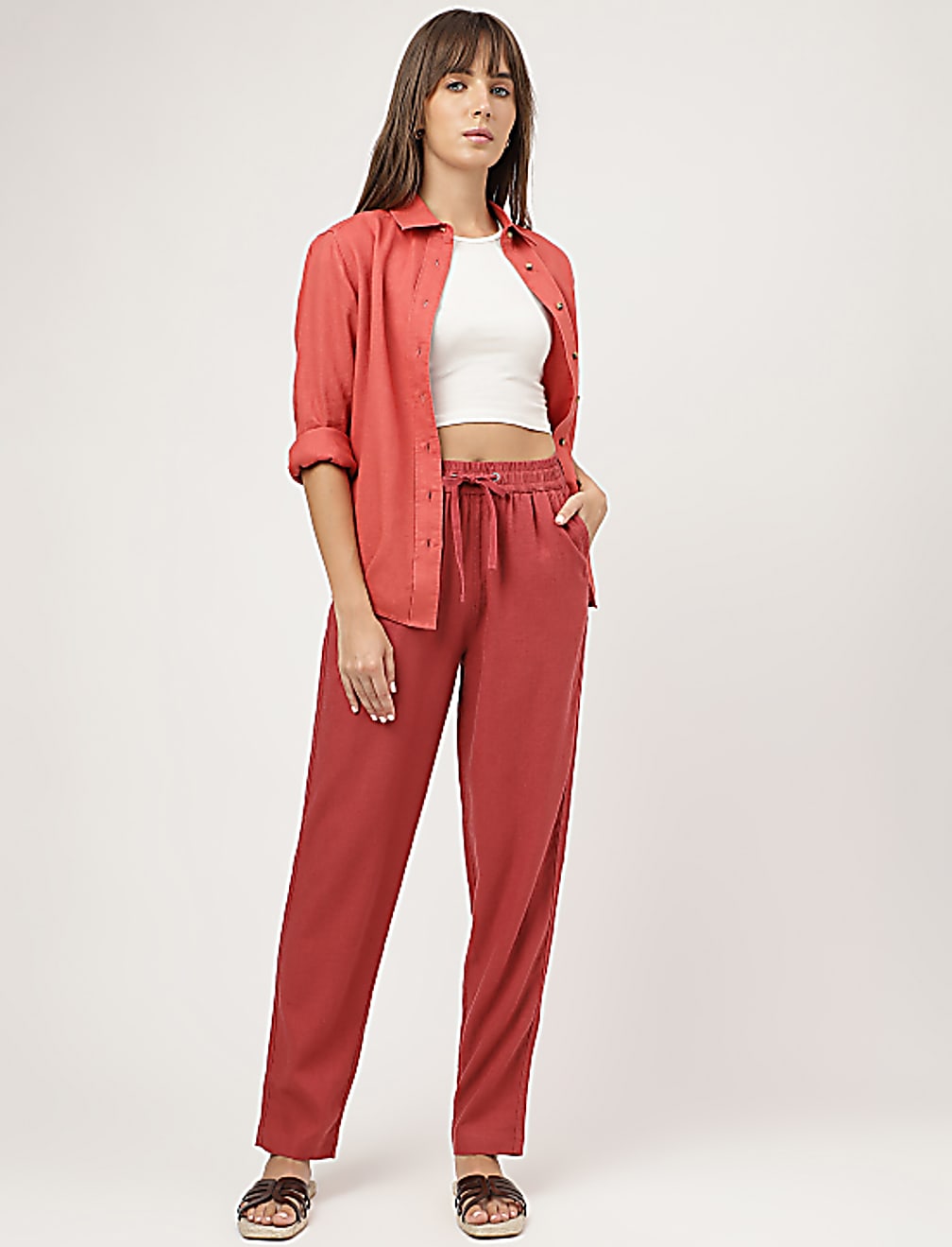 Linen Rich Straight Leg Trousers