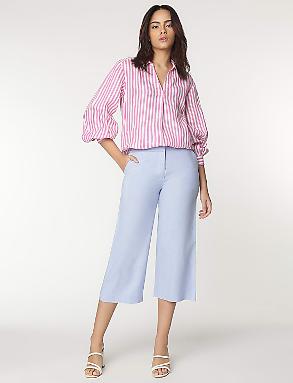 Linen Rich Wide Leg Trousers