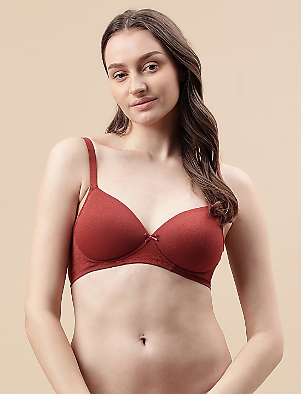 Cotton Mix Padded Demi Cup Bra