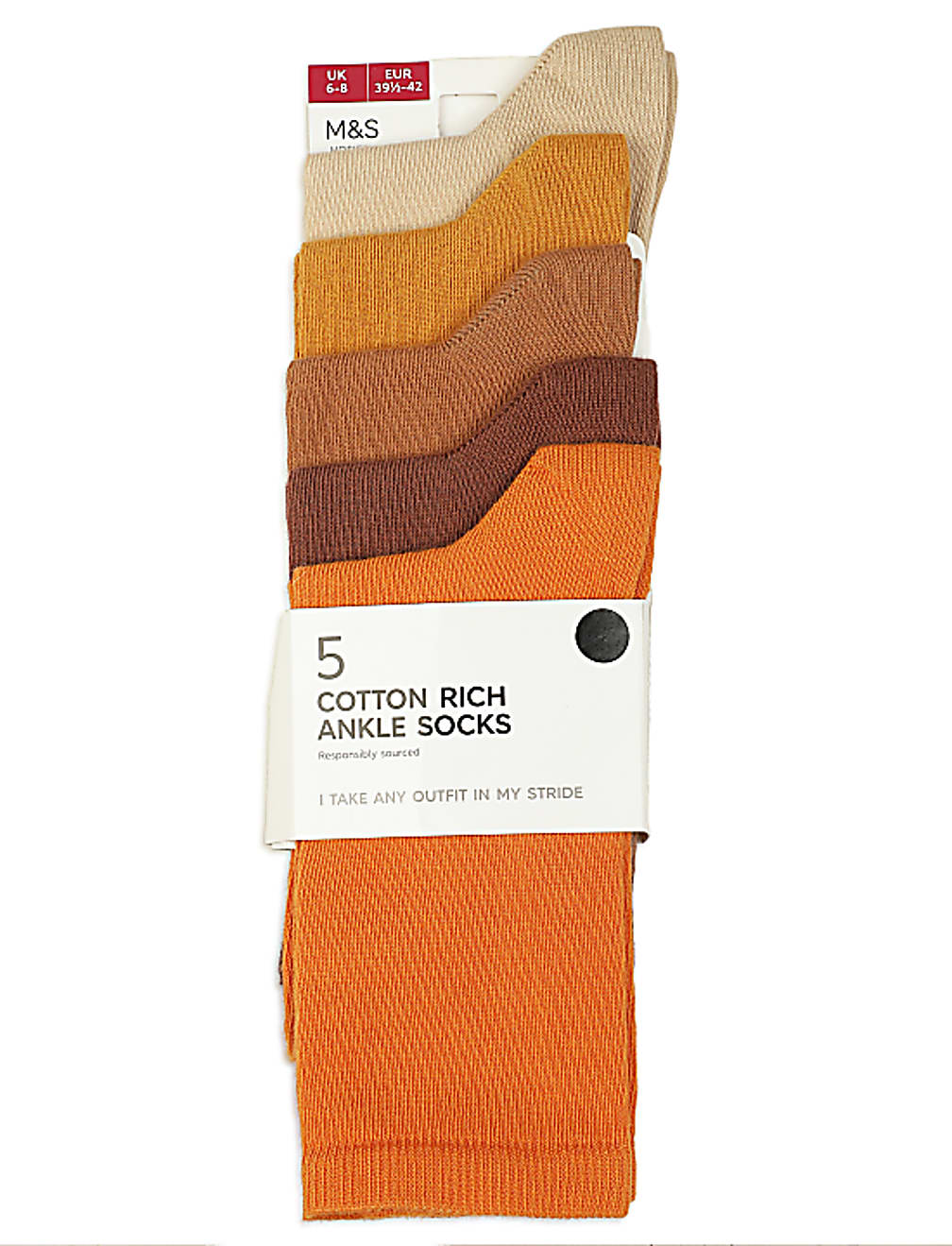 5 Pack Cotton Mix Plain Socks