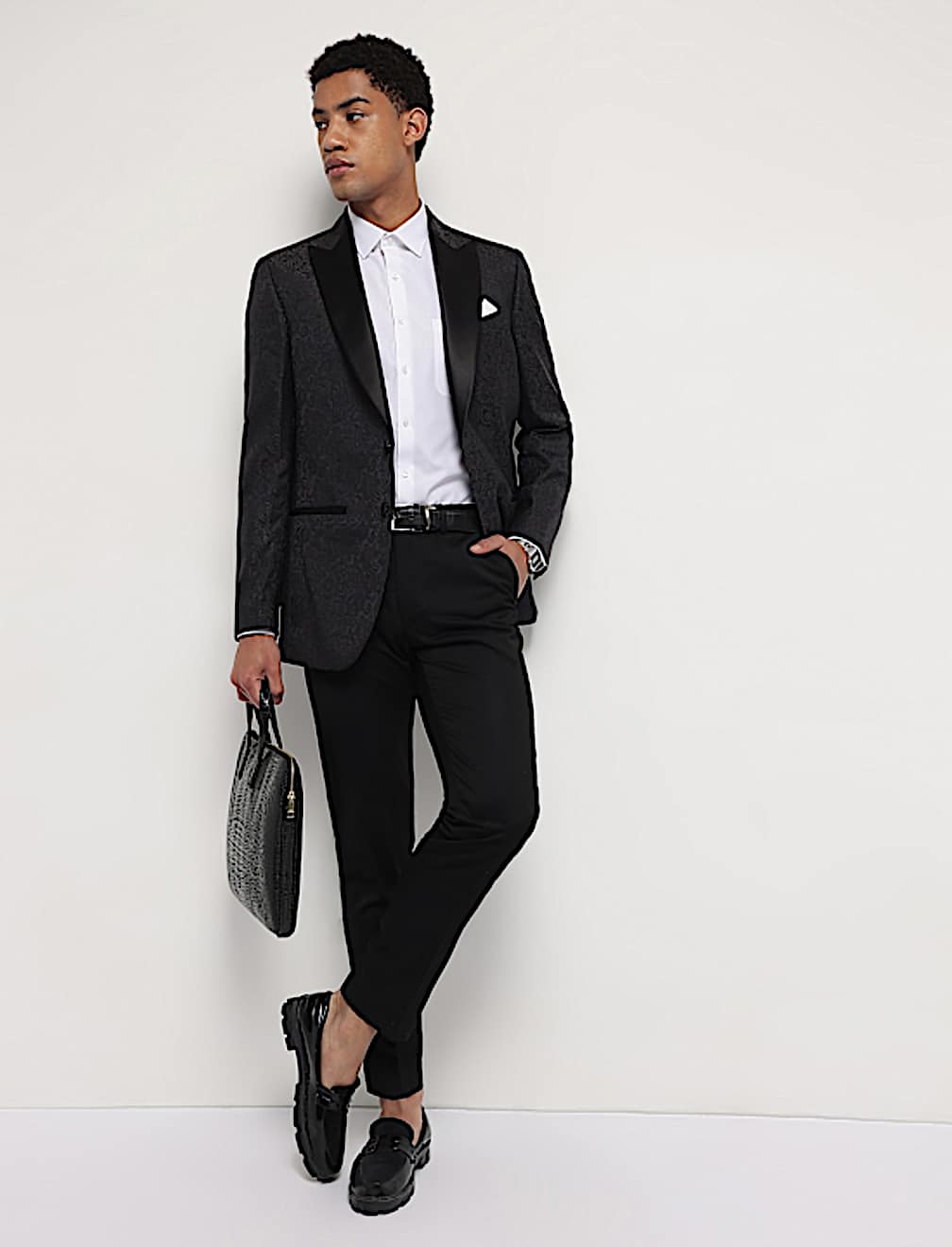 Slim Fit Jacquard Single-Breasted Blazer