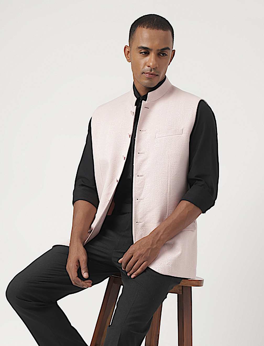 Tailored-Fit Textured Sleeveless Waistcoat