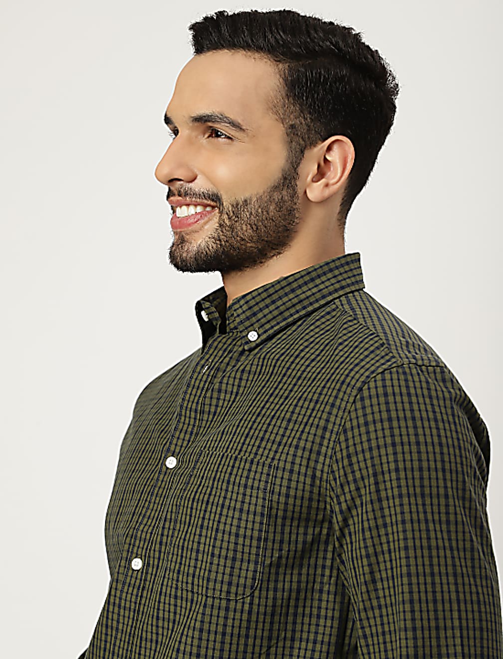 Pure Cotton Check Collared Shirt
