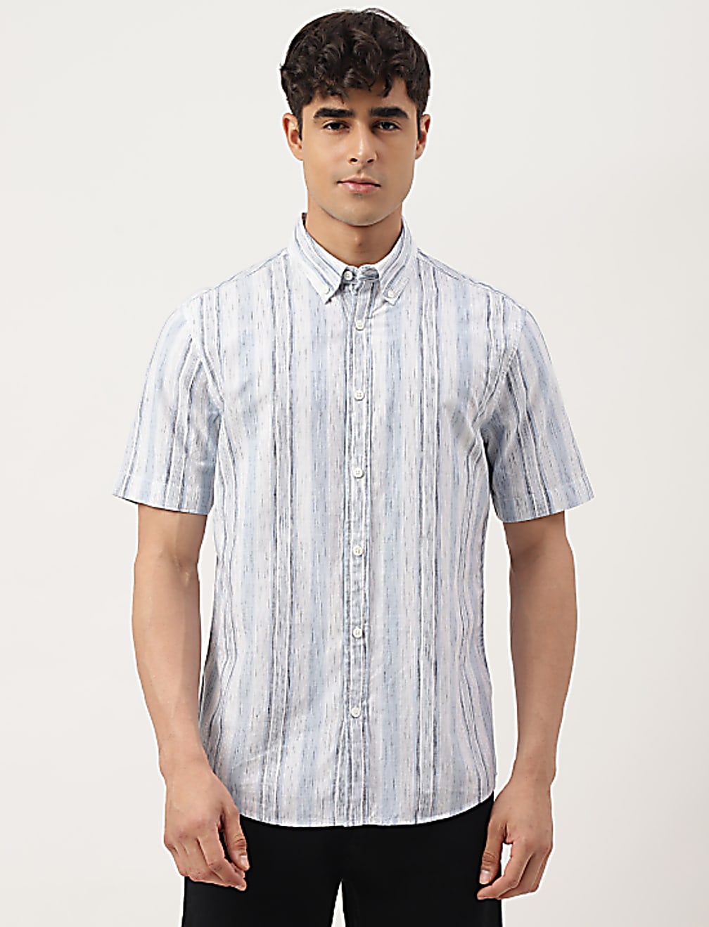 Cotton Mix Printed Buttondown Collar Shirt