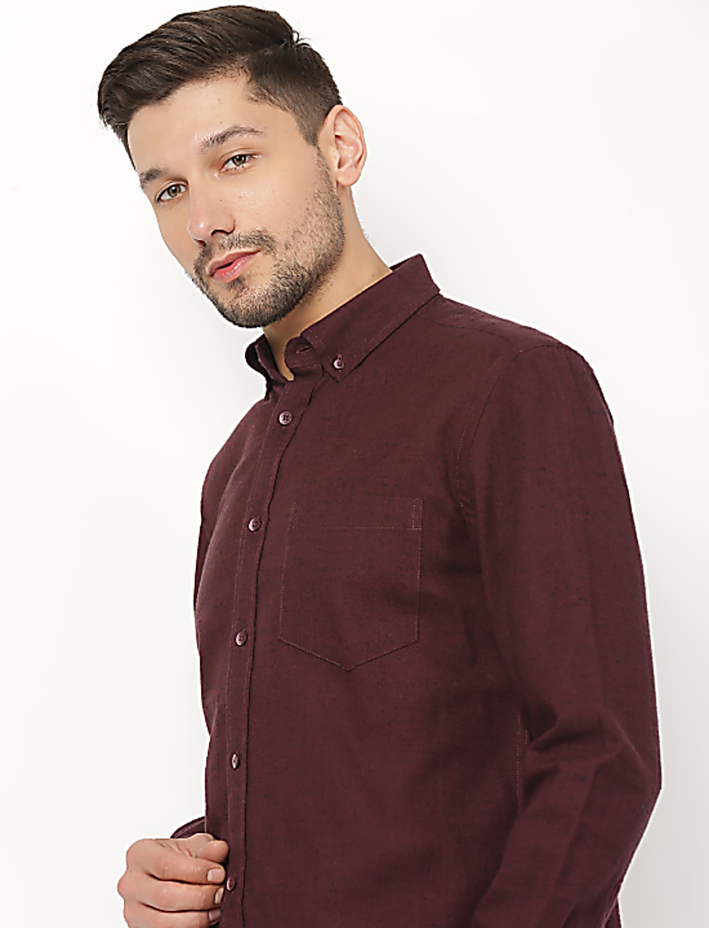 Pure Cotton Plain Button Down Shirt