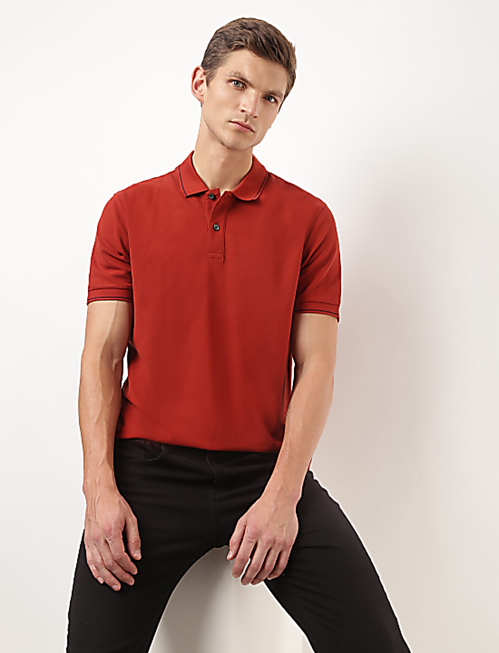 Pure Cotton Plain Polo Collar Polo Tshirt