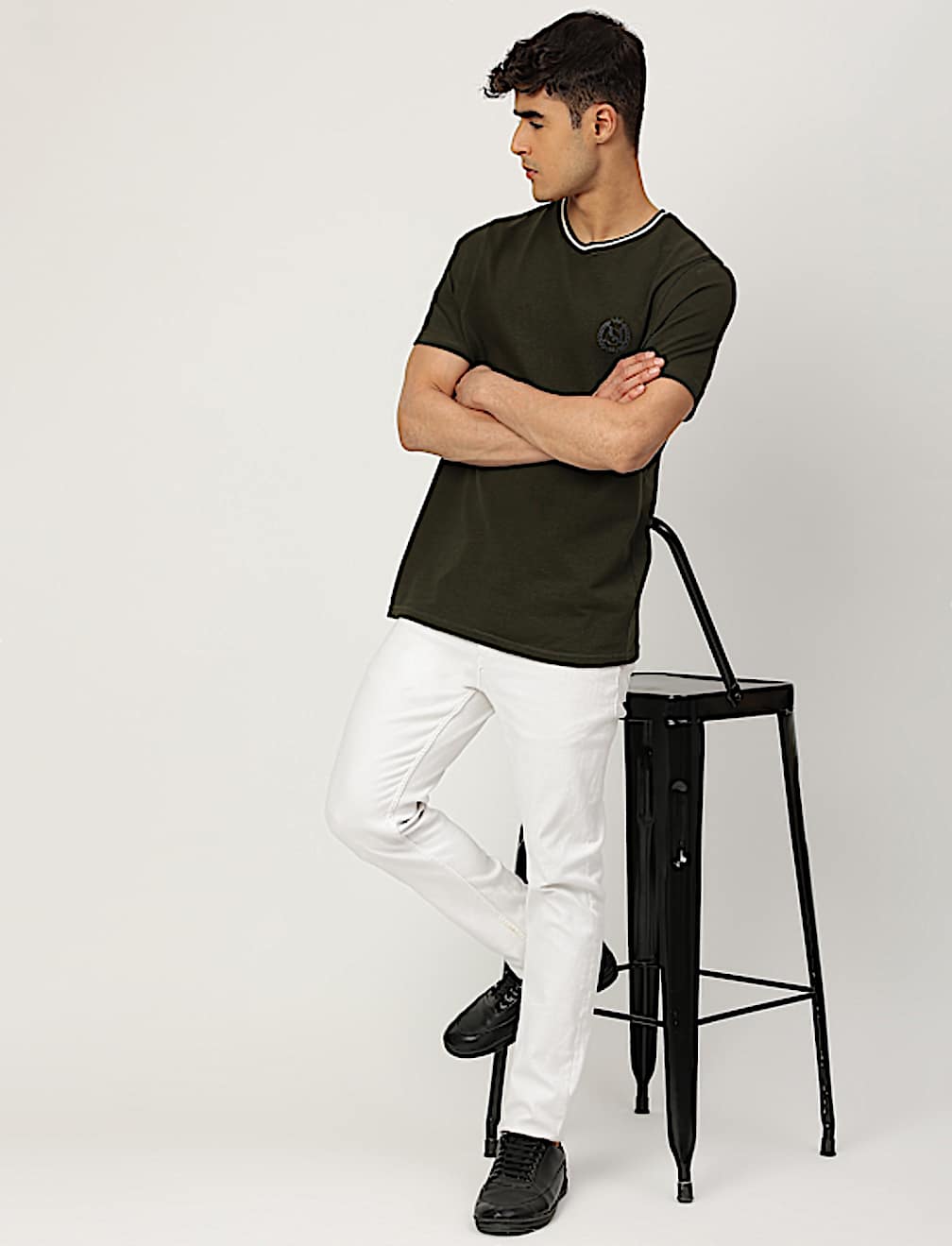 Pure Cotton Textured Crew Neck T-shirt