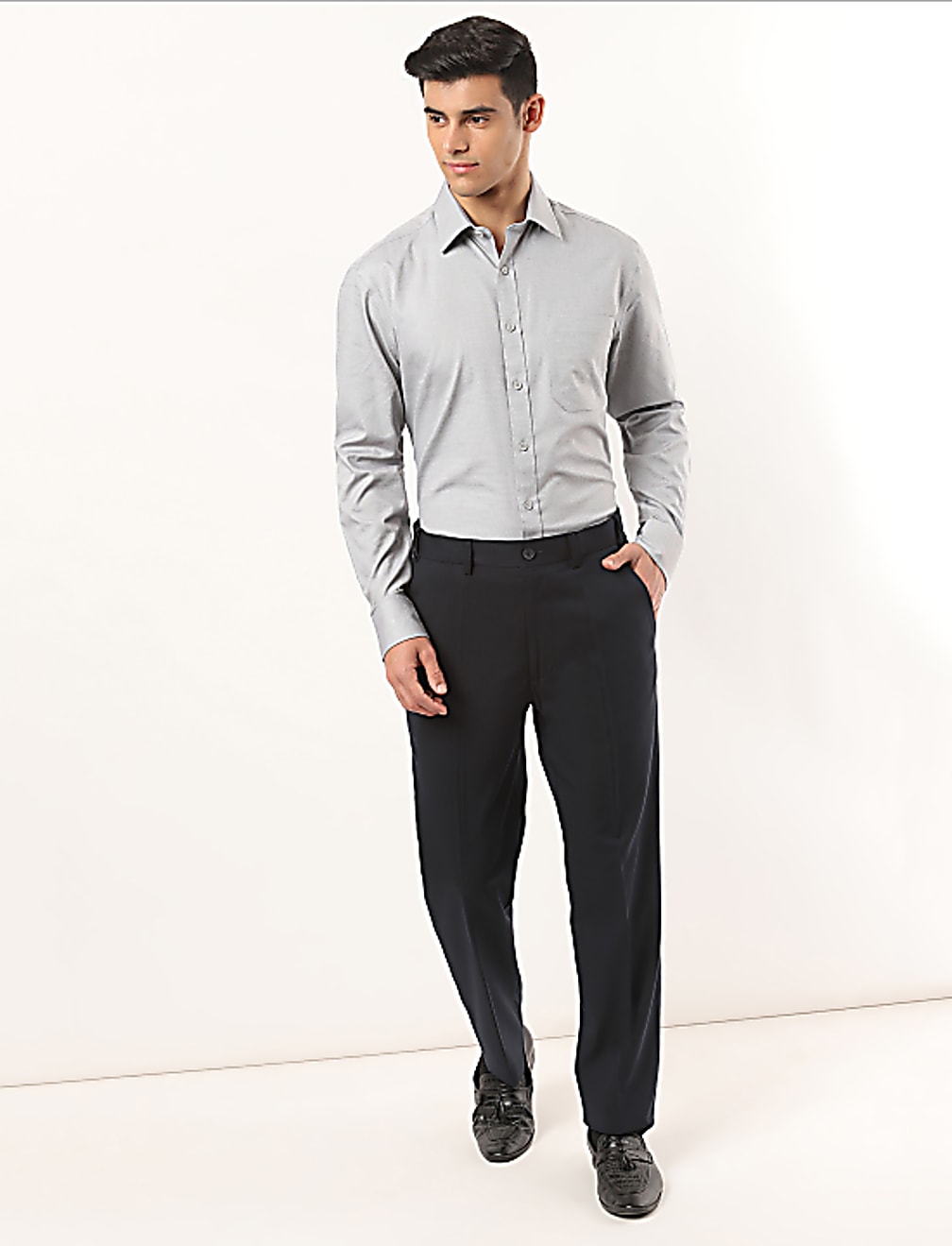 Polyester Mix Plain Regular Fit Trouser