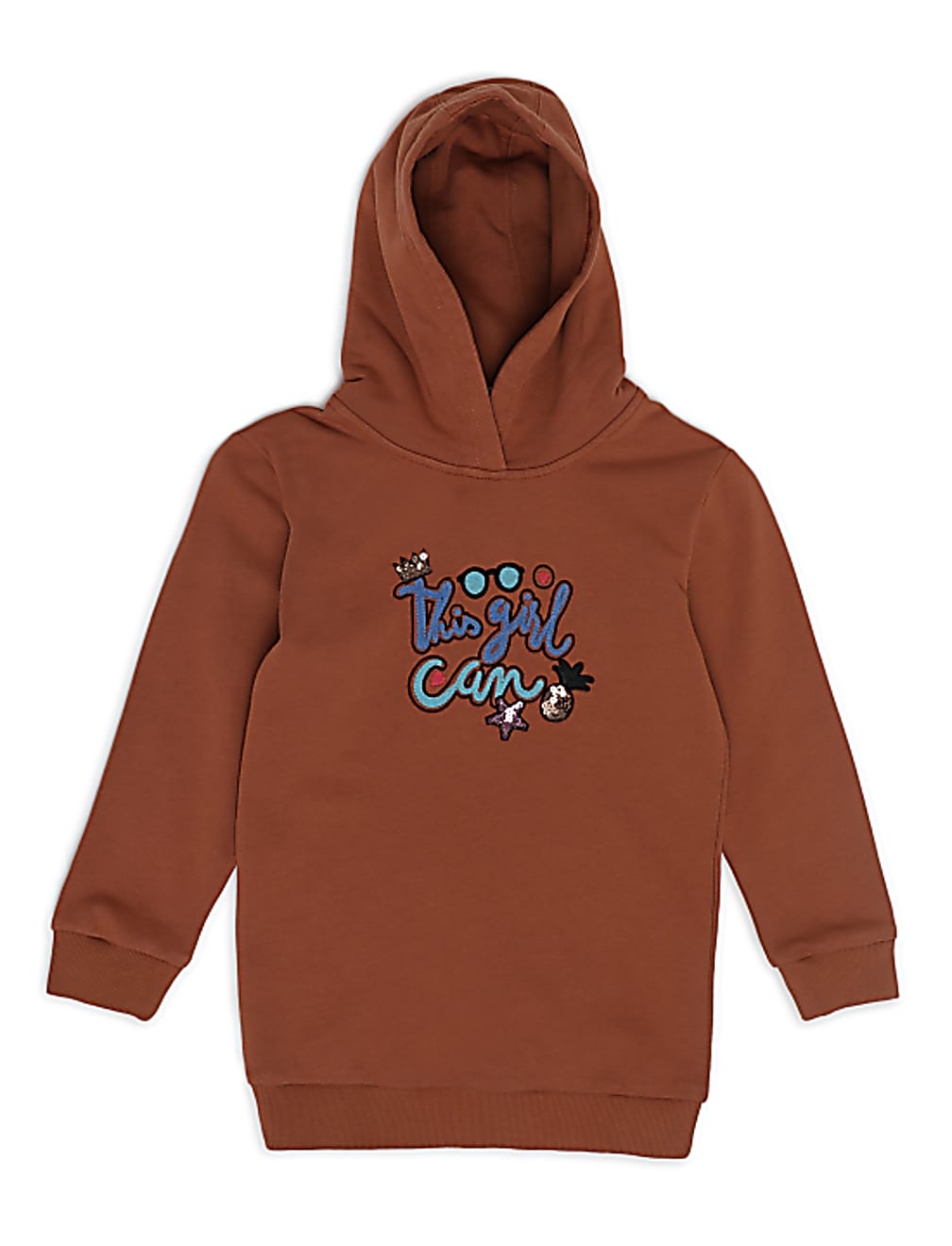 Cotton Mix Embroidered Hooded Dress