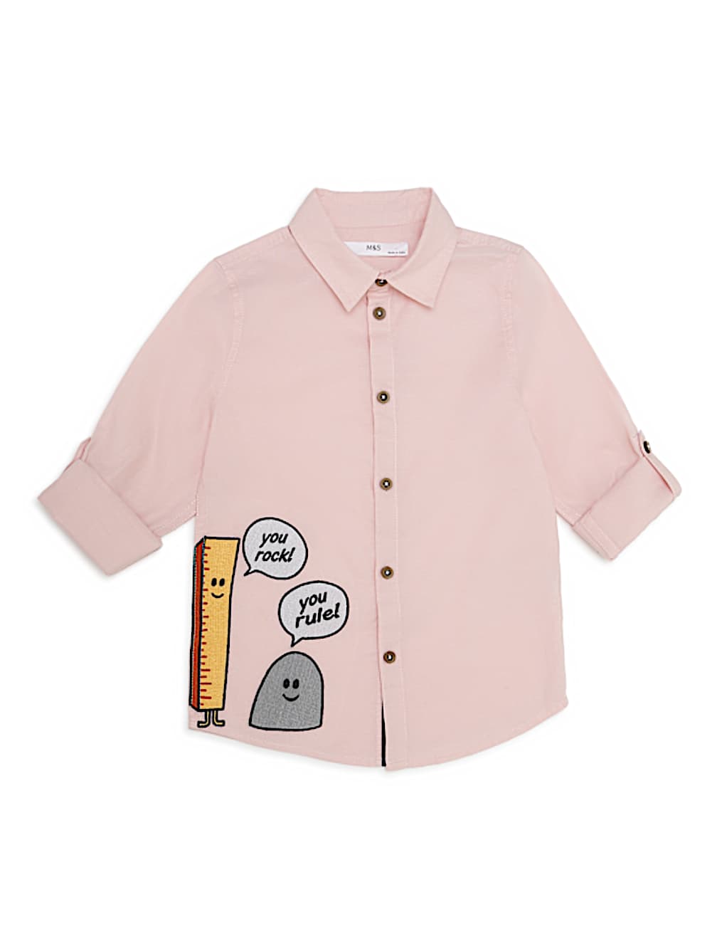 Pure Cotton Embroidered Spread Collar Shirt