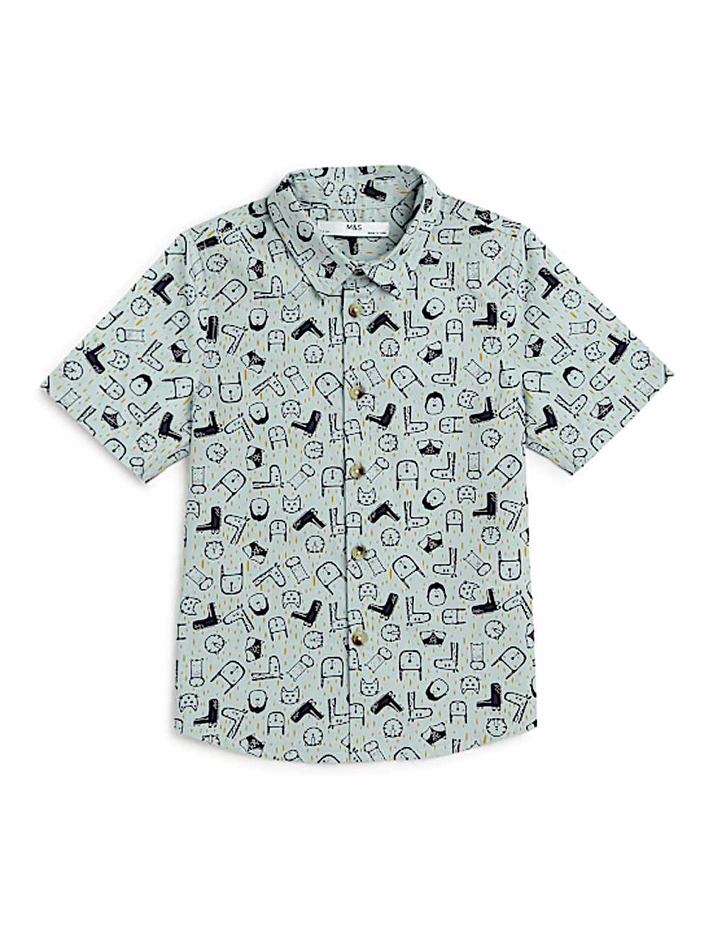 Pure Cotton Printed Spread Collar Shirt