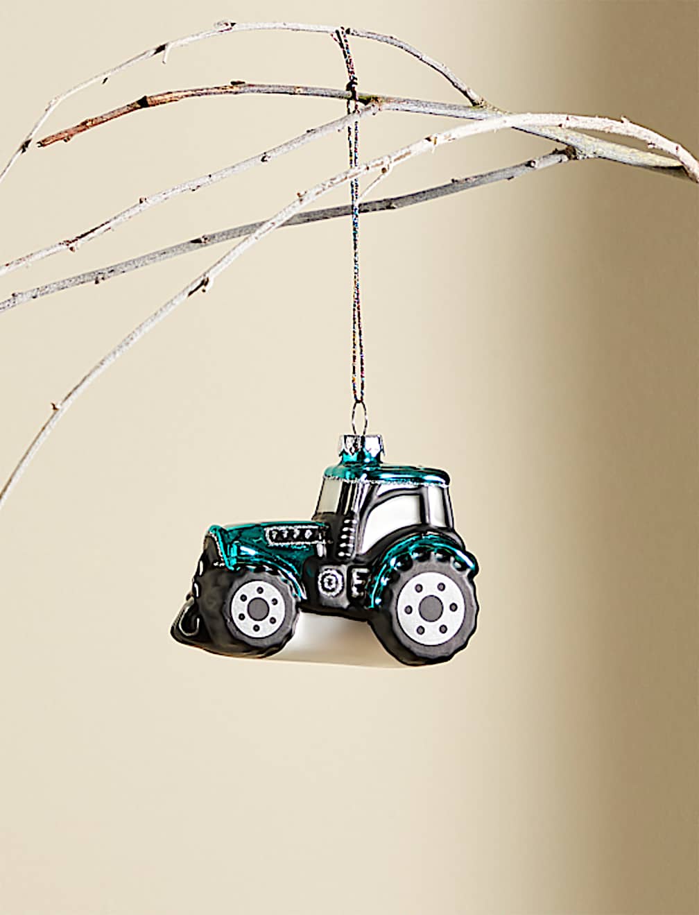 Glass Tractor Hanging Decoration