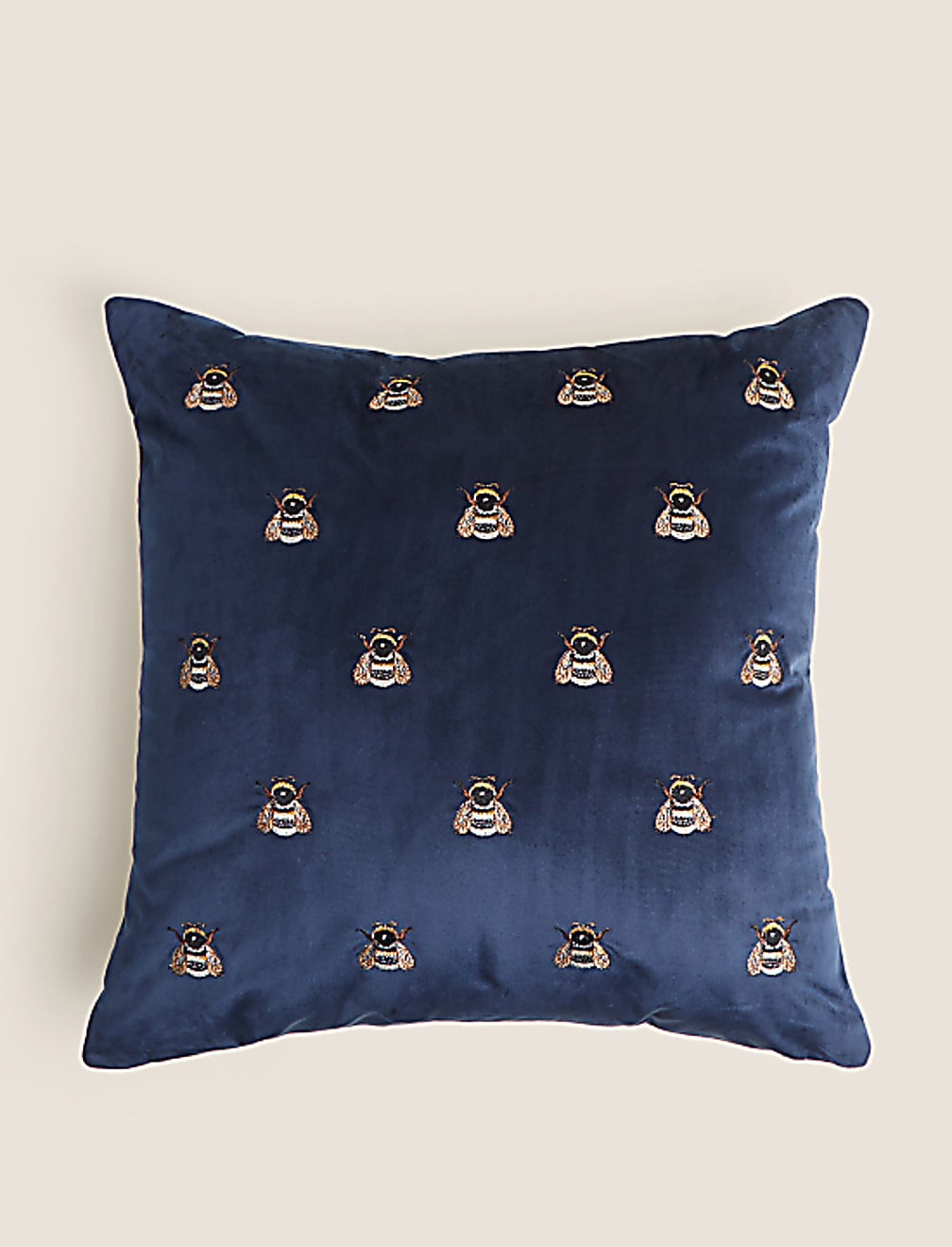Velvet Bee Embroidered Cushion