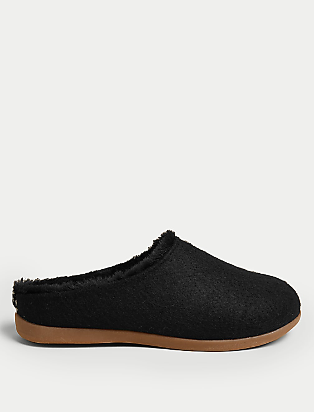 Felt Faux Fur Lined Mule Slippers