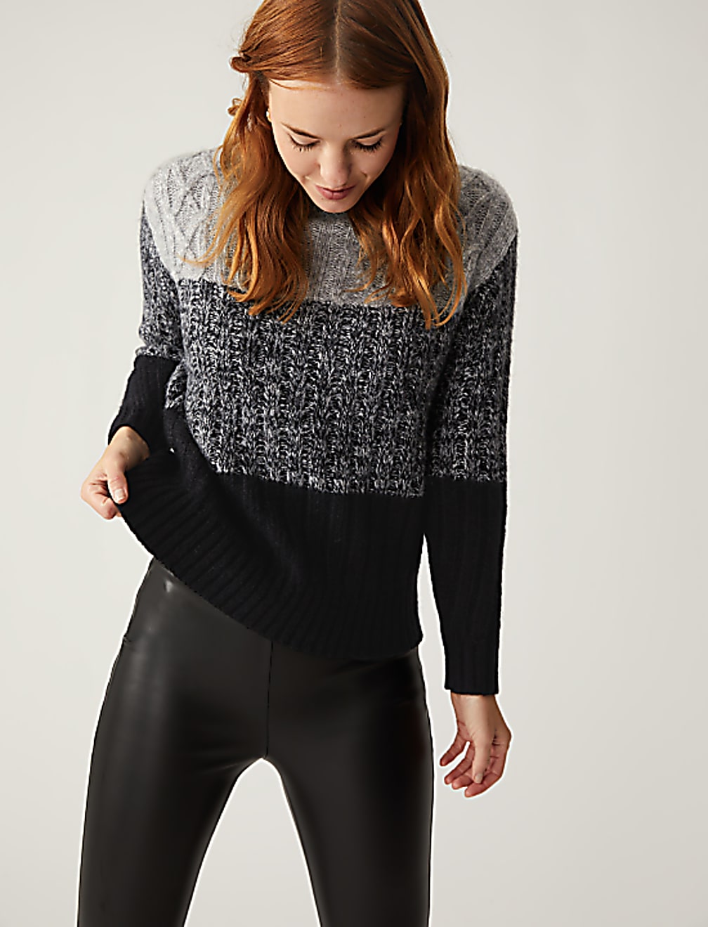 Recycled Blend Cable Knit Ombre Jumper