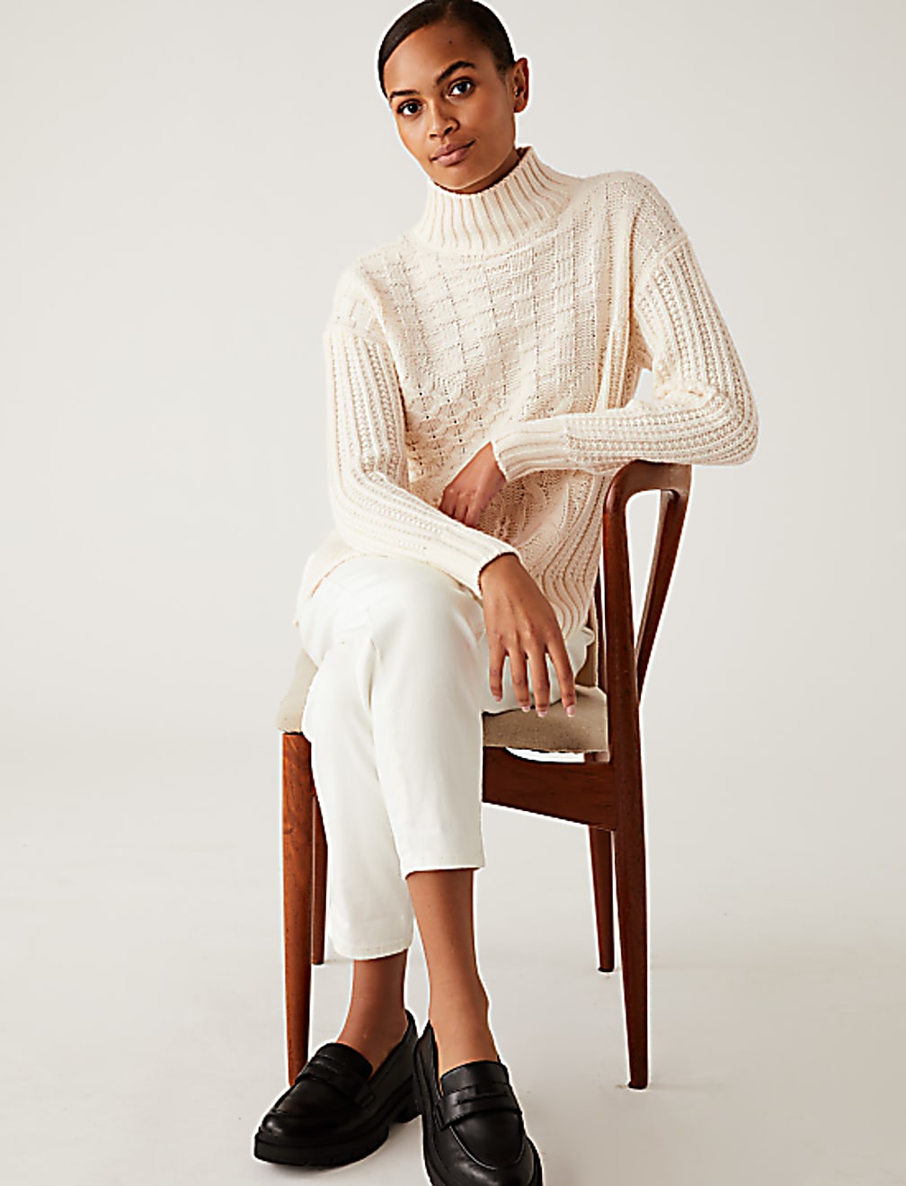 Recycled Blend Cable Knit Longline Jumper