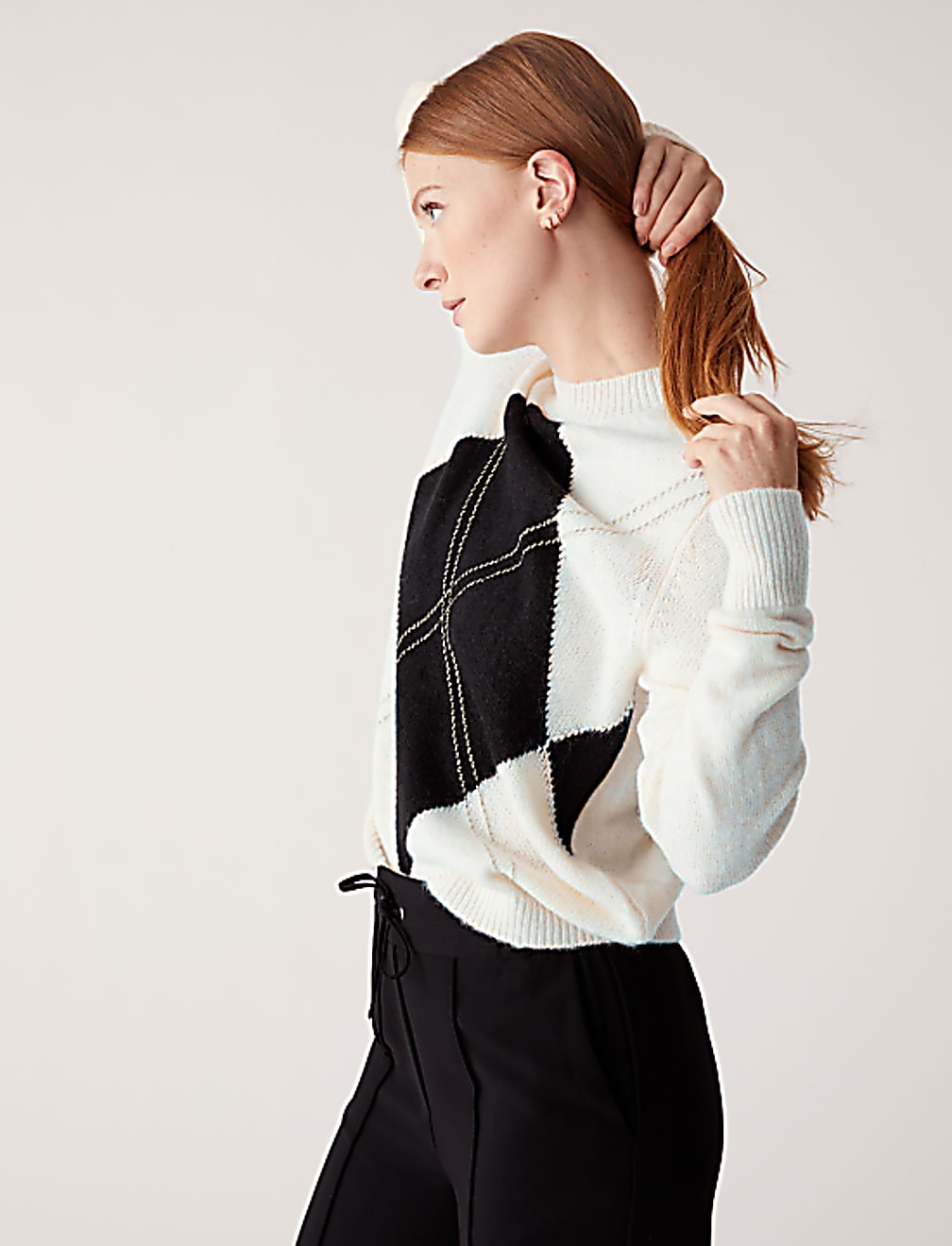 Recycled Blend Argyle Relaxed Jumper