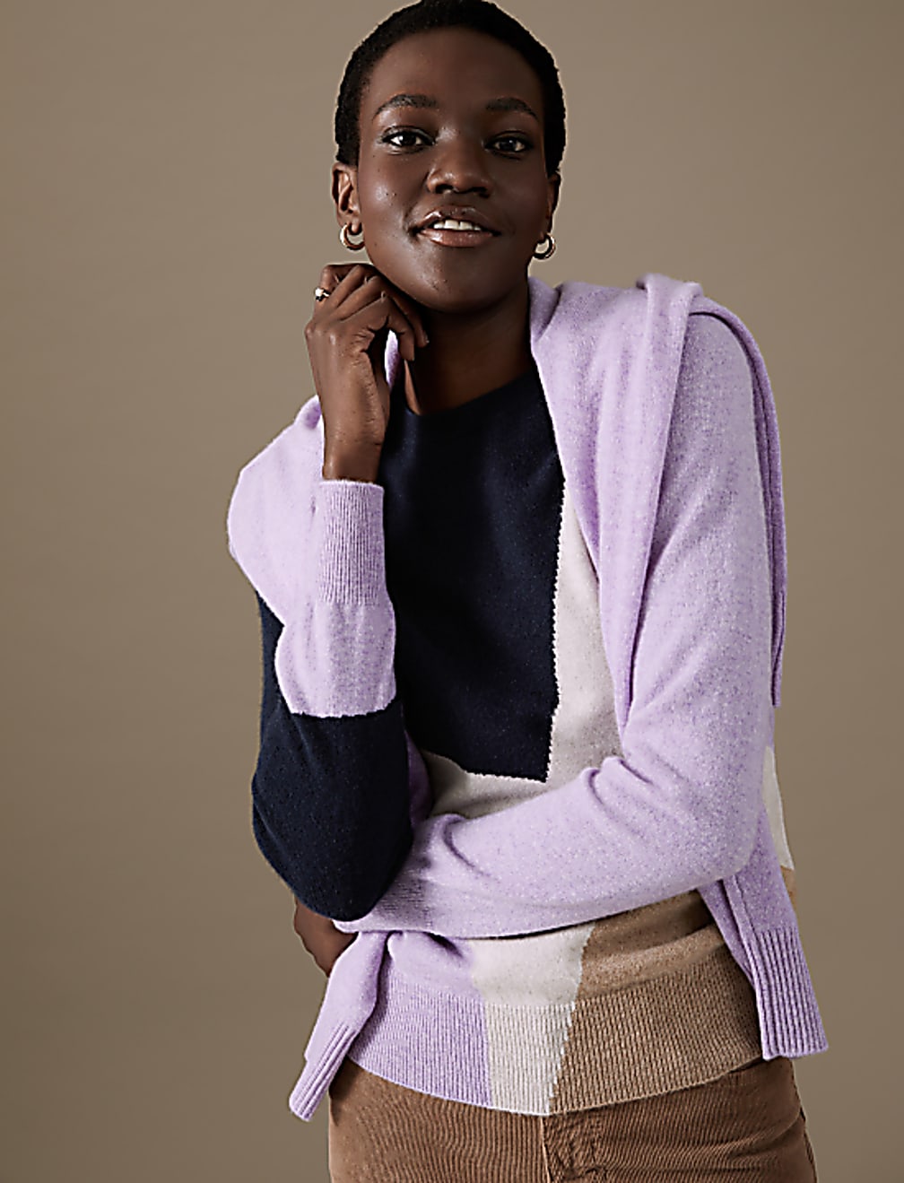 Pure Cashmere Colour Block Relaxed Jumper