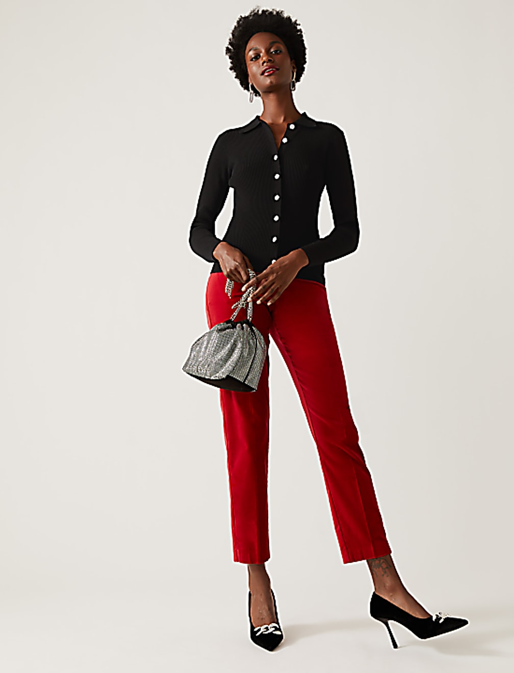 Ribbed Collared Cardigan