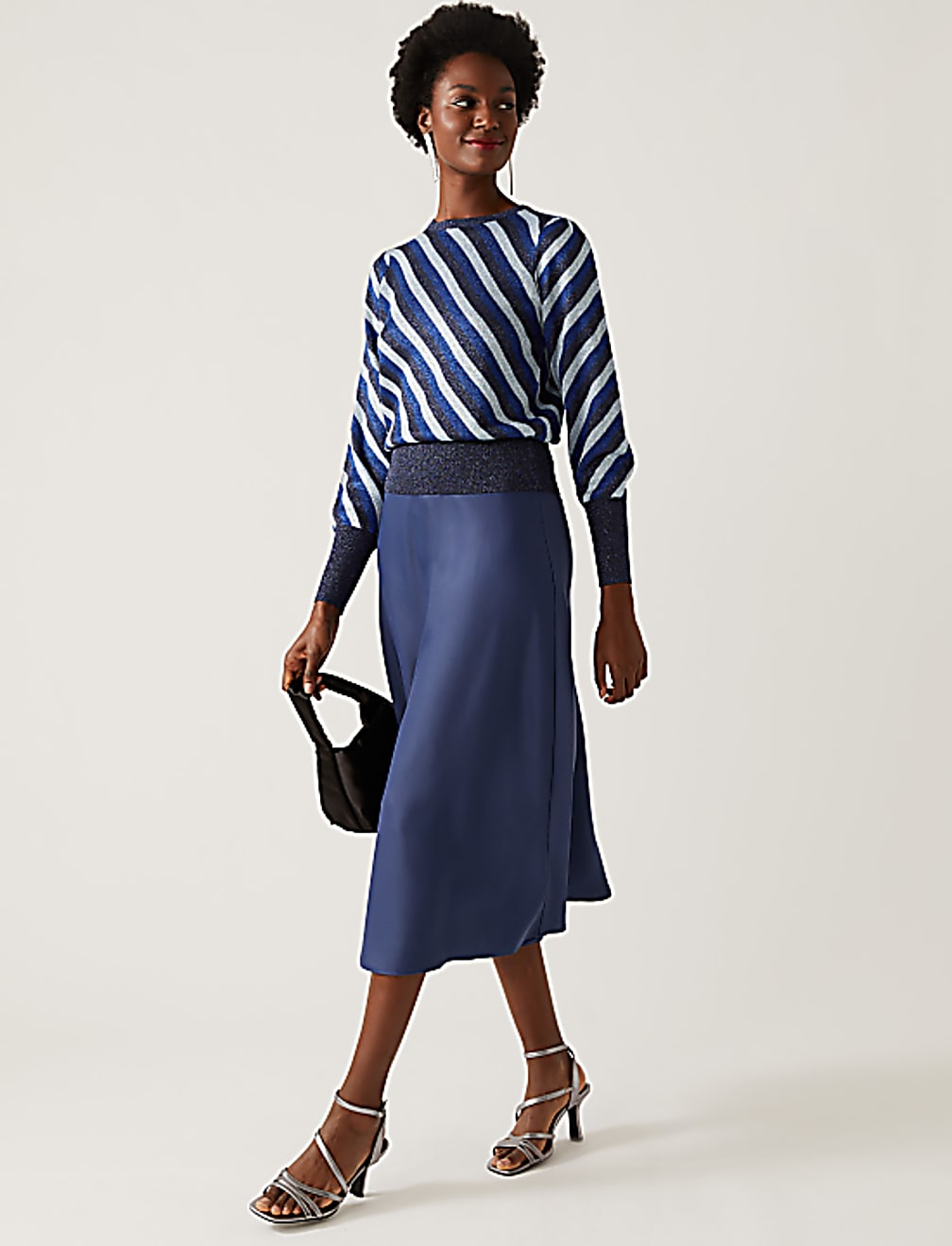 Striped Sparkly Blouson Sleeve Jumper
