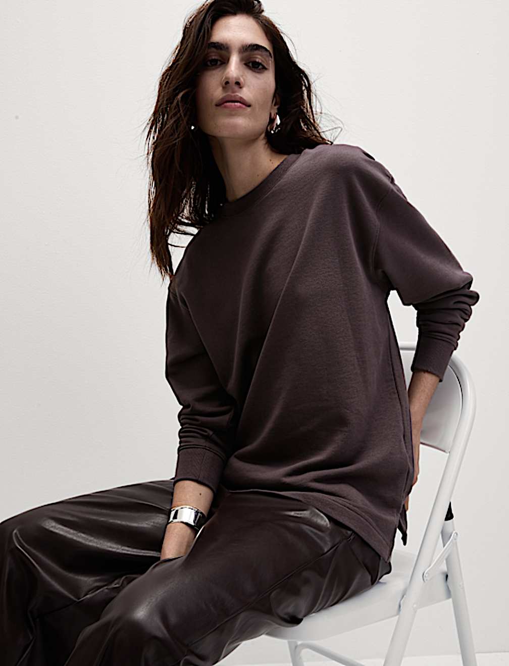 Cotton Rich Oversized Longline Sweatshirt
