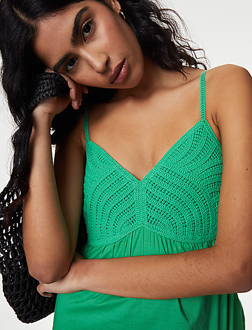 Pure Cotton V-Neck Textured Cami Top