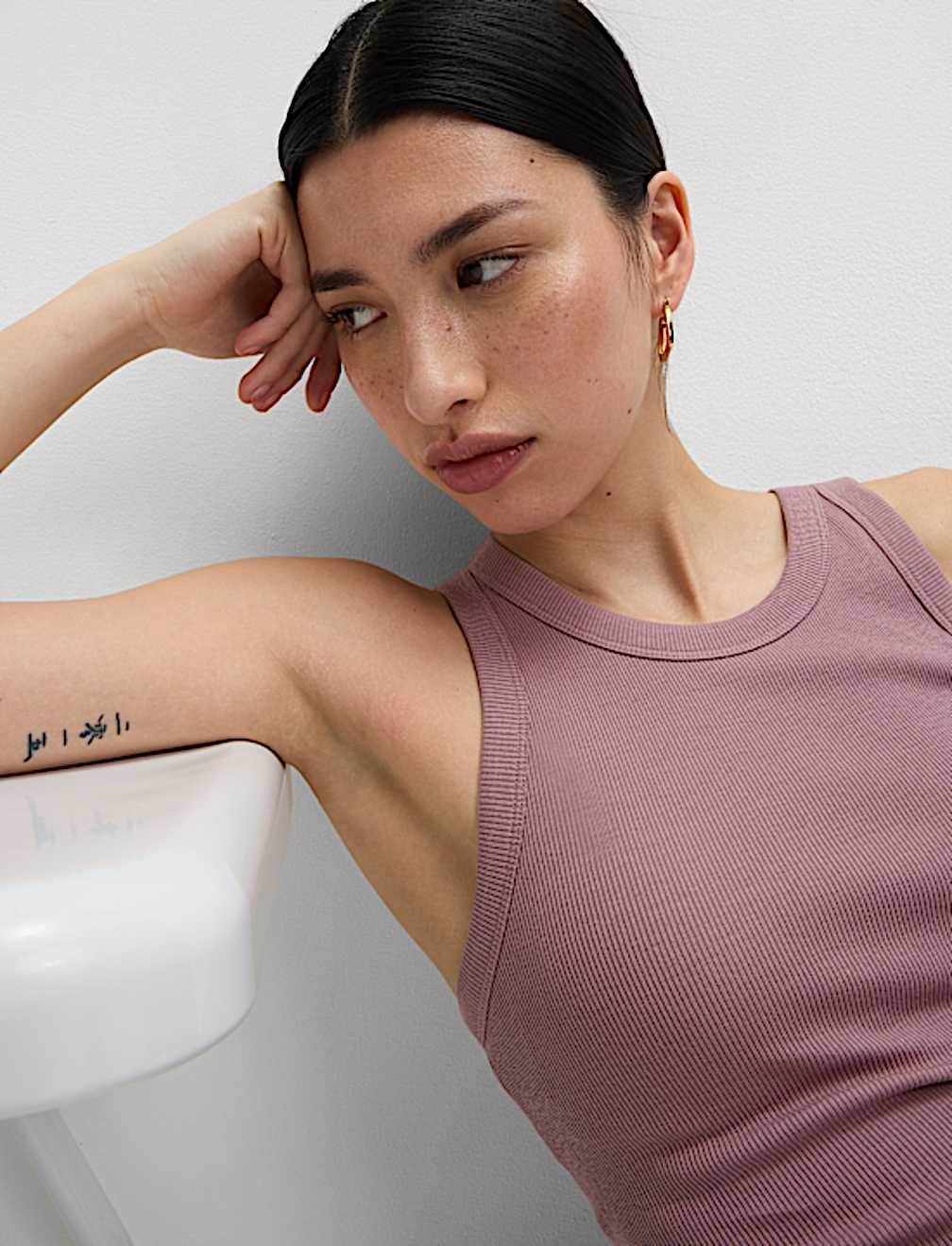 Cotton Rich Ribbed Scoop Neck Bra Vest Top