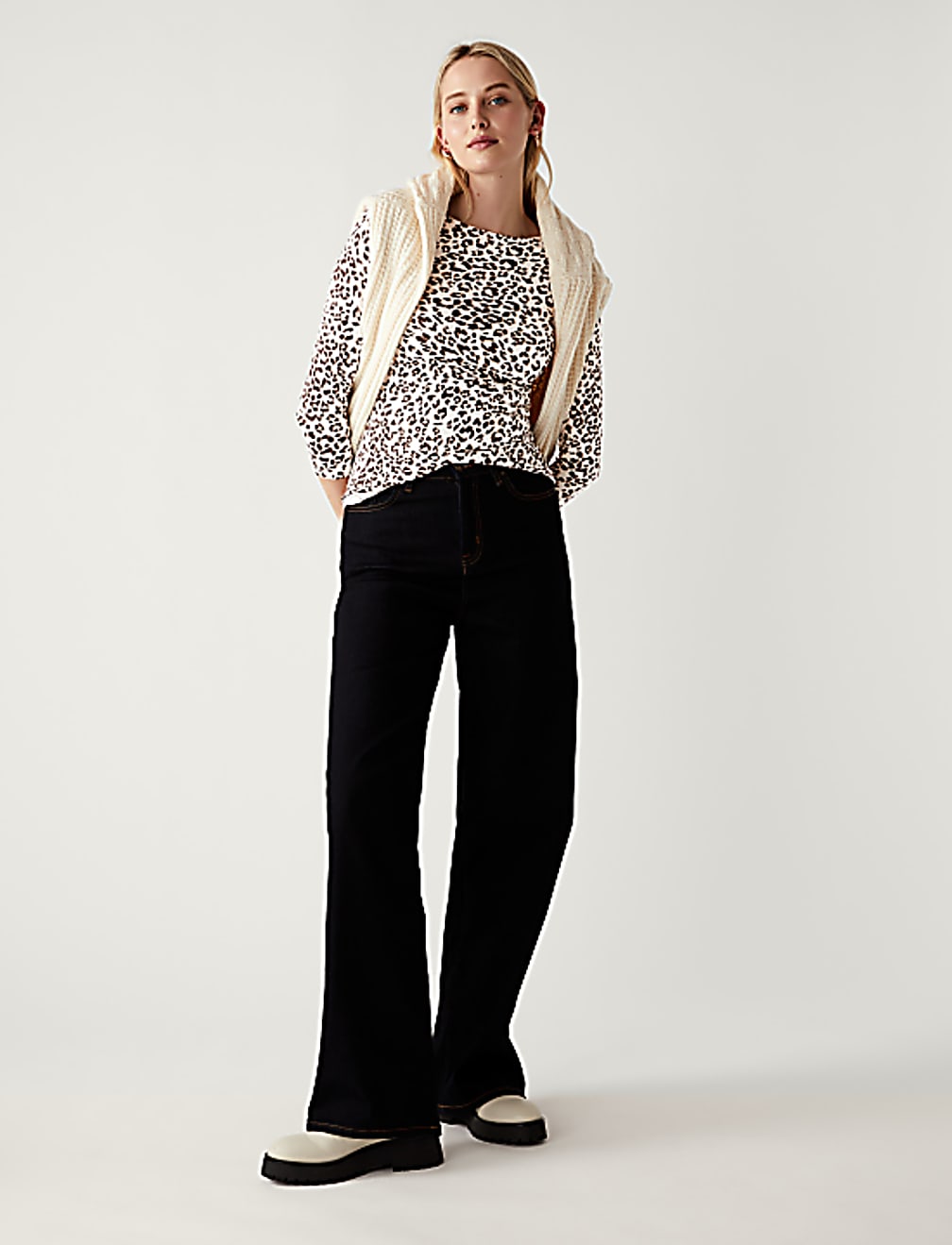 Cotton Rich Printed Slim Fit Top