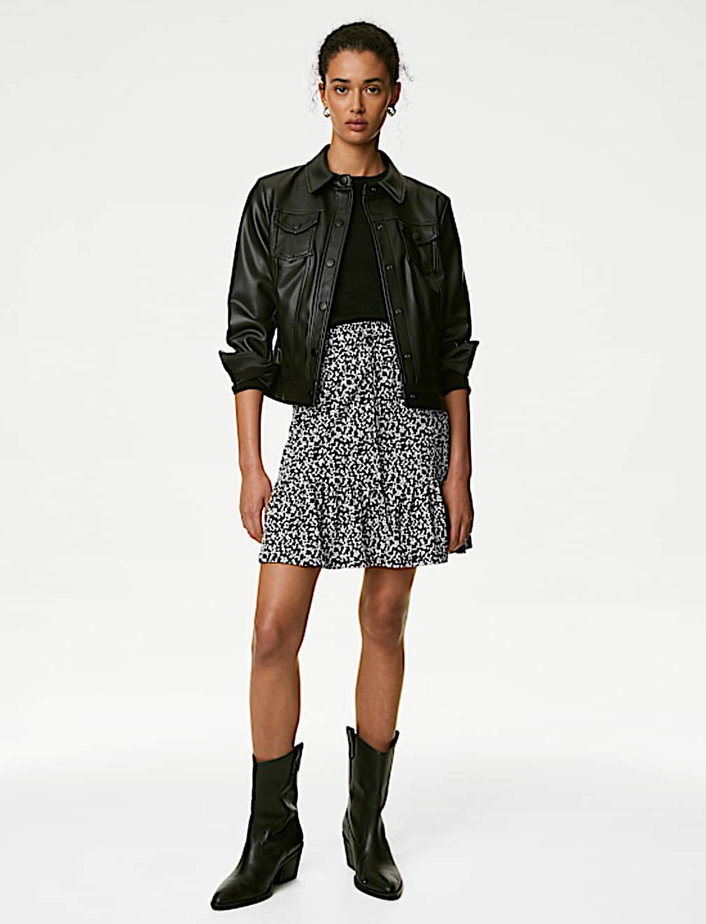 Jersey Printed Mini Tiered Skirt