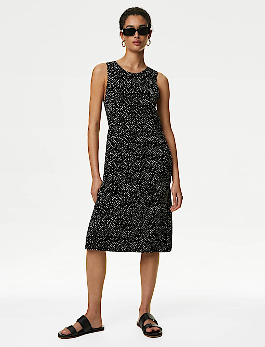 Pure Cotton Spot Print Mini Shift Dress