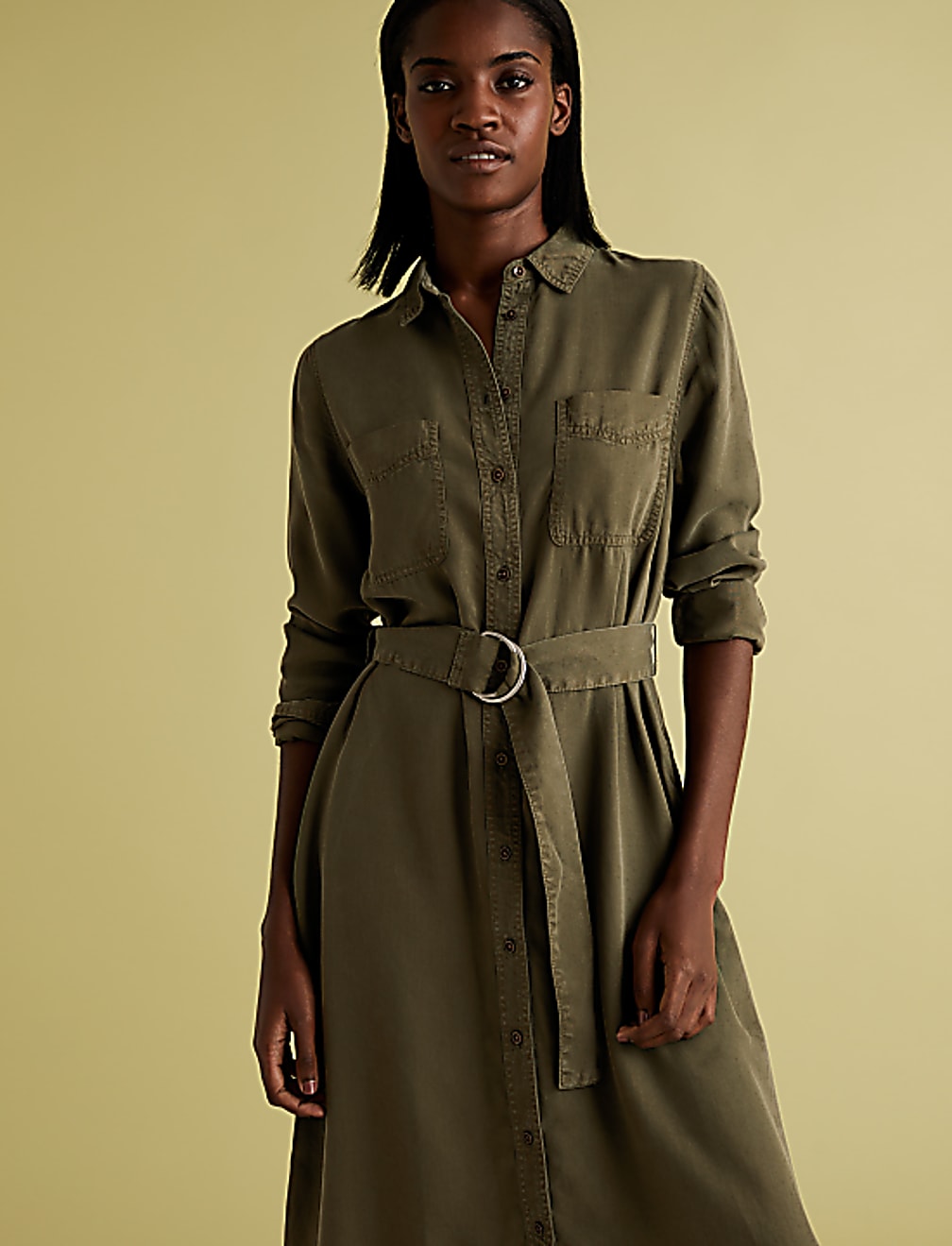 Belted Midi Shirt Dress