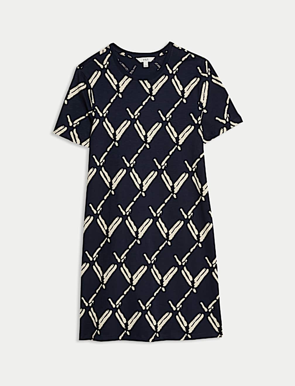 Pure Cotton Printed Mini T-Shirt Dress